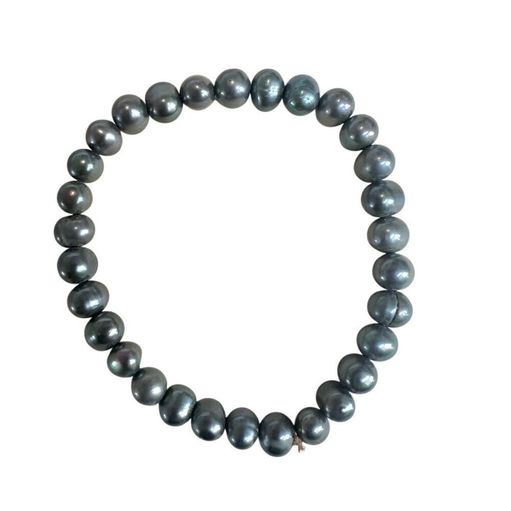 Gray Peacock Freshwater Pearl Stretch Bracelet